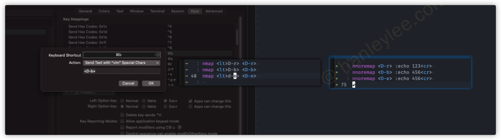 Use keycode in terminal and vim